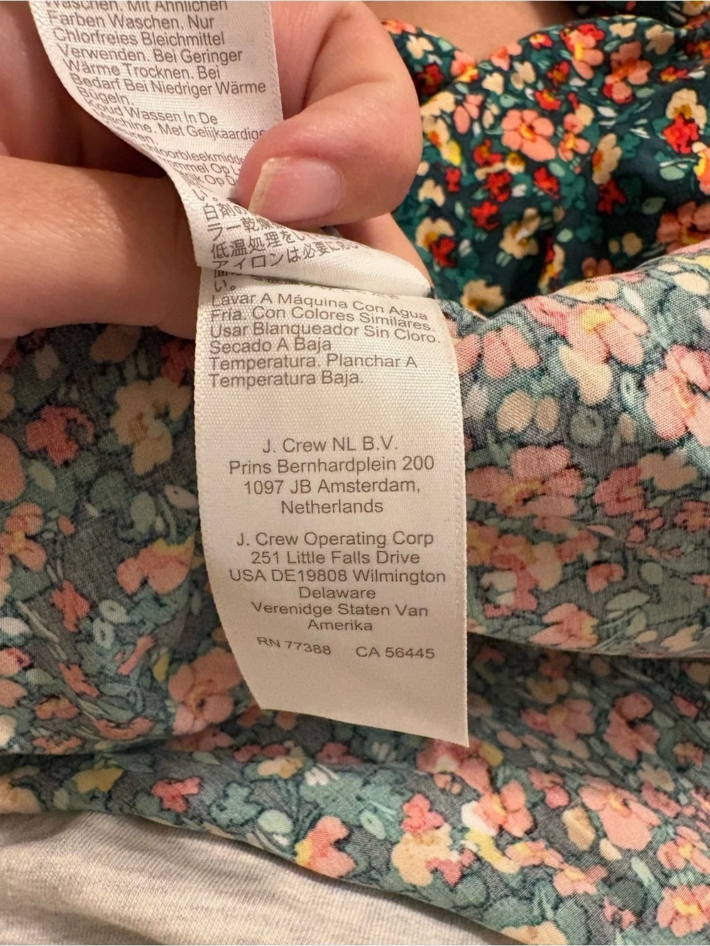 J.Crew V-Neck Smocked Midi Dress L Green Floral Cottagecore Prairie modest BK526